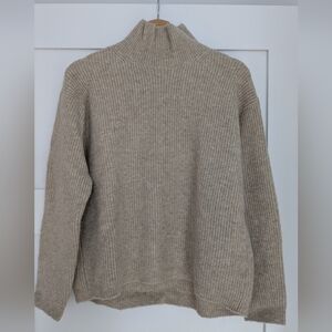 Cozy Uniqlo Beige Ribbed Turtleneck Sweater